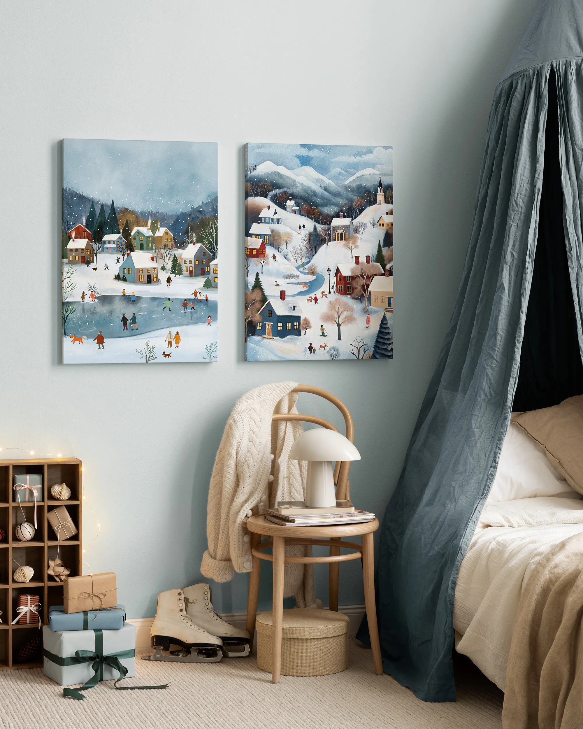 Soft Blue Talvinen Kyl maisema juliste Poster Store FI Soft Blue Talvinen Kyl maisema juliste Poster Store FI
